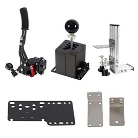 PC USB Simulator Shifter 64 Bit Handbrake with Clamp L Shape Lever Kit Compatible with G29 G27 G25 G920 T300RS/GT Steering Wheel Sequential H Gear Shifter Compatible with ATS ETS Dust WRC Sim Racing Games 6+R Black