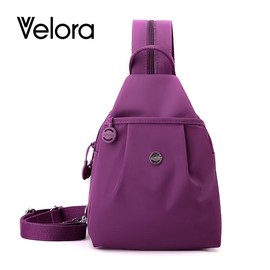 Velora Fashion Oxford Cloth Casual Backpack Messenger Bag Chest Bag with Side Pouch Adjustable Strap Zipper Pocket Inner Patch Pocket 30x21x14cm:_dark purple