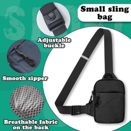 WisePoint Small Sling Bag, Nylon Phone Crossbody Bag Shoulder Bag for Men with Strap, Small Cross Body Fanny Pack Chest Bag (Black)