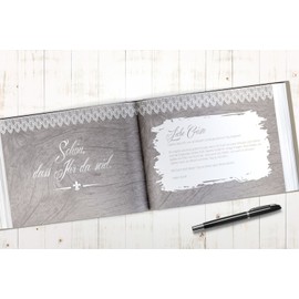 bigdaygraphix Guest Book Wedding Book with Questions A4 Landscape Vintage Lace