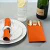 50-Pack Disposable Linen-Feel Dinner Napkins with Built-in Flatware Pocket, ORANGE