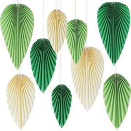 SITEDAN Paper Fan, Flower Paper, Leaves, 9 Piece Set, Fan Flower, Leaf, Paper Fan, Green, Party, Decoration, Birthday, Decoration