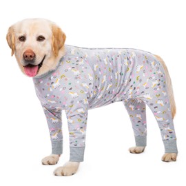 Recovery Suit for Large Medium Dogs After Surgery, Soft Breathable Anti Licking Dog Onesie E-Collar & Cone Alternative, Pet Bodysuit for Preventing Hair Loss Full Cover Wound(XL, Grey Pony)