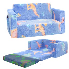 Toddler Chair Comfy,Toddler Couch,Extra Wider Seating,Glow in The Dark 2-in-1 Baby Seat Furniture Fold Out,Kids Sofa Dinosaur Gifts Toys for Kids Boys Girls