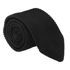 Ctskyte Men Boys Black Knitted Neck Tie Accessory Narrow Funeral Necktie for Husband BF