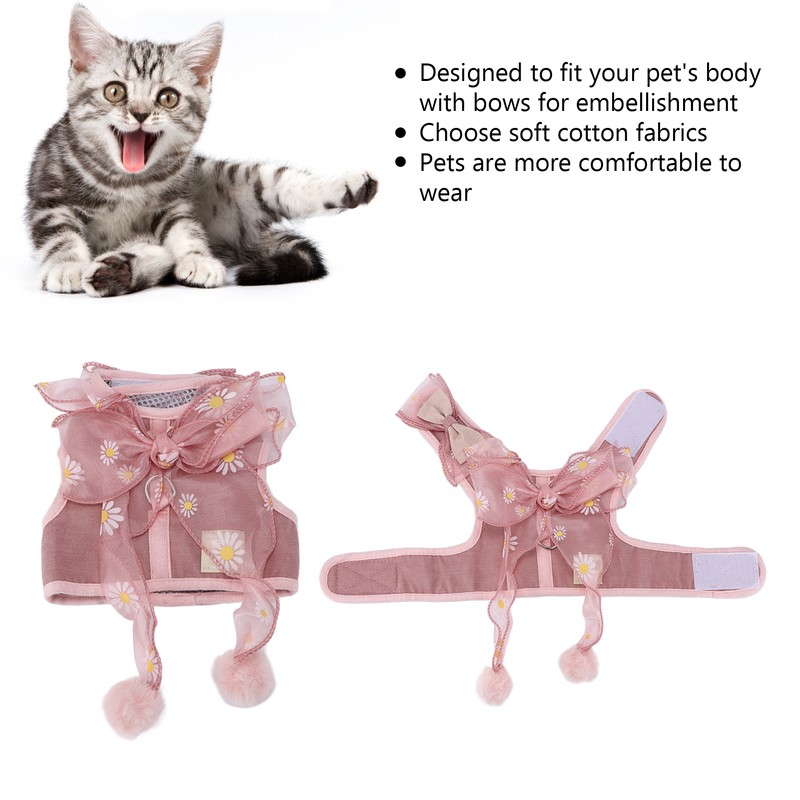 Cat Harness and Leash Set Breathable Fairy Bowknot Vest Cat