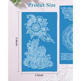 Puocaon Mehndi Mandala Clay Silk Screen - 6 Pcs Reusable Mandala Patterns Stencil Set for Polymer Clay Jewelry Making Bohemian Silk Screen Sheets for Earrings Design