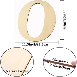 YRONTY 12 Inch Wooden Letters O, 1/5 Inch Thick Blank Unfinished Wood Letter Wooden Sign Board for Painting, Craft and Home Wall Decoration