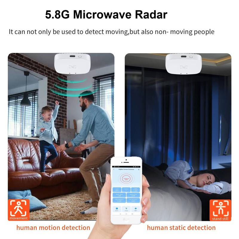 MmWave Human Presence Sensor,Wifi Millimeter Wave Radar Detection Sensor,No Hub
