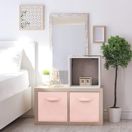 MaidMAX Cloth Storage Bin with Dual Handles for Home Closet Nursery Drawers Organizer, Foldable, Pink, 10.5×11 inches, Set of 6