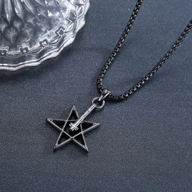 KATHLU 925 Sterling Silver Pentagram Necklace for Men Jewish Star Pendant Christmas Gifts for Men Women, Sterling Silver