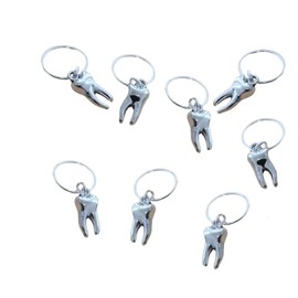 8pcs Tooth Charm Hair Jewelry for Men Women Braids, Mini 3D Human Teeth Charm Pendant Dreadlocks Decorations Rings Clip, Gothic Punk Braids Hair Accessories