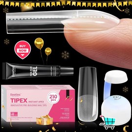 Beetles Tipex Instant Apex Nail Tips Thick Acrylic Nail Set for Flat Nails Manicure Nail Art - Color: 120 Pcs Long Coffin Tipex Gel Nail Kit