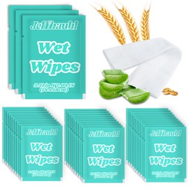 Jeffbaubl 200 Pcs Wet Wipes Bulk, Individually Wrapped Wipes, Travel Size Wipe with Vitamin E & Aloe, Disposable Skin Cleansing Wipe for Hands, Butt, Daily Use, Restaurant, Barbecue