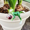 EasyBravo Funny Frog Statue Frog Pot Hugger Plant Decorations for