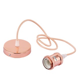 Innoteck Vintage Ceiling Pendant Lamp Holder E27 Metal Fabric Braided Light Fitting-Rose Copper