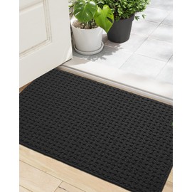 LUMI Indoor Door Mat, Non-Slip, Absorbent, Fade Resistant, Easy Clean, Natural Rubber Backed, Industrial Grade Polypropylene Fibers, Beautifully Crafted Design Mat, 24"x36", Dark Grey