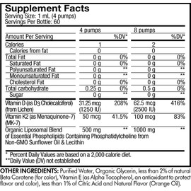 Codeage Codeage Liquid Vitamin D3 K2 Supplement, Liposomal Vitamin D Cholecalciferol, Menaquinone MK-7, Liquid Vitamin K - Vegan & Non-GMO - No Sugar - 2 fl oz
