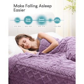 Cottonblue Jacquard Weighted Blanket 15lbs for Adults Twin Full Size, Soft Fuzzy Sherpa Fleece Weighted Throw Blankets 48x72 in for Relax and Sleep, Cozy Heavy Bed Blankets with Cemaric Beads, Purple