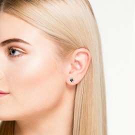 Natural Garnet Flower Stud Earrings for Women in Sterling Silver with Moissanite, January Birthstone Jewelry Gifts for Her Birthday, Wedding Anniversary, Graduation, Valentines, Mothers Day, Christmas