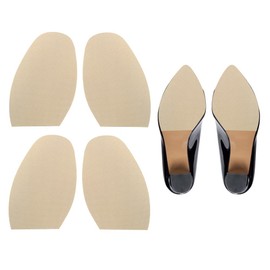 2 Pairs Shoe Front Sole Non Slip Pad, Heel Anti Skid Cushion, Sole Rubber Grip Protector, Black Red Beige Shoe Bottom Half Sole (Beige)