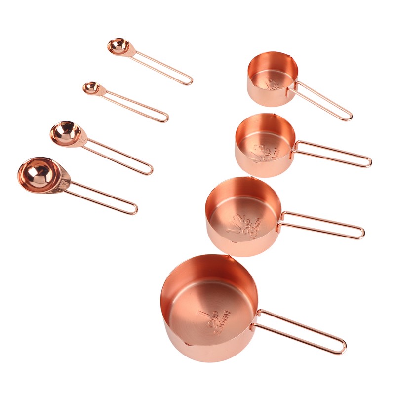 8Pcs Stainless Steel Measuring Cup Spoon Set with Scales Home