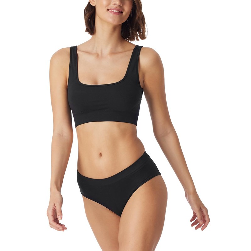 Schiesser Women's Bustier Seamless Casual Seamless Sports Bra, Black_181101