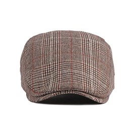 WITHMOONS Adjustable Newsboy Hats Cotton Tweed Ivy Flat Cap Irish Cabbie Gatsby Golf YZ30108 (Brown)