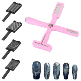 5 Pcs Cat Eye Magnet for Nails, 3D Cat Eye Nail Magnets for Art Multifunctional, 5 in 1 Gel Polish Tools for Personal DIY Studio or Salon(Pink)