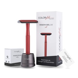 Colorglide® Women's Safety Razor with Safety Razor Stand and 5 Blades | Safety Razor Women Zero Waste | Safety Razor Set | Razor Women Closed Comb | Boopan Women's Razor (Red)