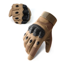 Motorcycle Gloves for Men and Women, Full Fingers Touchscreen Bike Gloves Workout, Breathable Anti-Slip Palm Cushion Cycling Gloves with Rubberized Knuckle Protector (Brown, Medium)