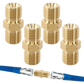 Pack of 4 Gas Hose Connectors Double Nipple 1/4 Inch LH, Gas Connection Adapter, DN8 LKS Double Nipple Brass Gas Hose Connector for Gas, Liquids Pipes, Coupling Propane Acetylene Gas Hose