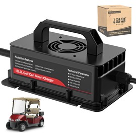 10L0L Golf Cart Charger 48V 15A Rapid Charger for EZGO RXV - IP67 Waterproof, Auto Shut-Off, Smart Cooling, Aluminum Housing, Charging Indicator (Black)