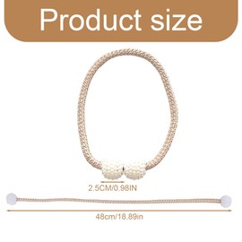 NHPY Curtain Holder Rope, Curtain Holders, Tiebacks for Curtains, Magnetic Curtain Tiebacks with Beads, Shower Curtain Back Holder, Decoration for Home Office Hotel (Champagne Colour), Pack of 2,