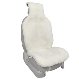 Champlus Automotive Sheepskin Seat Cover, Genuine Australian Sheep Skin, Universal Fit & Airbag Compatible, 1pc, Ivory