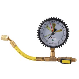 Fafeicy Pressure Gauge, Ball Valve Air Conditioning Cooling Nitrogen Pressure Gauge Pressure Test Table Applied in R134a, R22, R407C, R410A, R404A, R507, R422D, R32