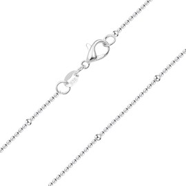Nimbus Astelier S925 Silver 16" 18" 20" 22'' 24" 26'' 28" 30" Inch Chain Choker Long Necklace Gift For Women Men Delicate Jewellery (Bead Chain, 16.0 inches)