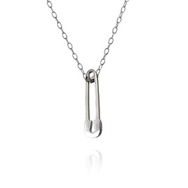 FashionJunkie4Life Safety Pin Necklace | Stainless Steel Charm with 18" Chain | Symbolic Jewelry Gift for Women & Men, Small, Stainless Steel, No Gemstone