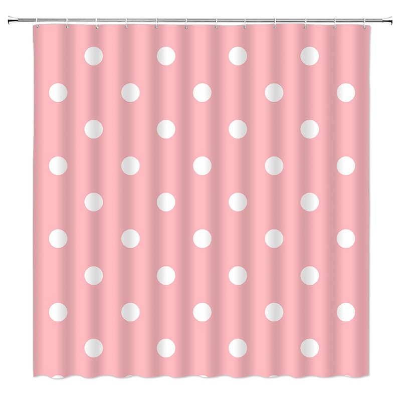 AYDSMYD Polka Dot Shower Curtain Pink White Geometric Polka Dot