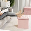 B FSOBEIIALEO Storage Ottoman Cube, Velvet Tufted Folding Ottomans with