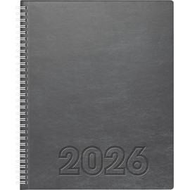 BRUNNEN Book Calendar Mod. Manager Wt 7 weektimer 2026 | 210 x 260 mm, Faux Leather, Grey