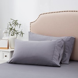 ACCURATEX Cooling Pillow Cases Set of 2,Rayon Derived from Bamboo,Breathable Pillow Case with Envelop Closure,Silky Pillowcase for Hair and Skin,Gifts,Grey,King(20x36inches)