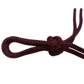 Parelli Horseman's Strong Lightweight Simple Knots Everyday Use UV Resistant Thin Smooth Yachting Braid Polyester Horse Rope Halter with Leather Poppers, Draft, Burgundy