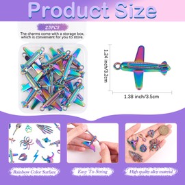 LEGENTLISUR 25Pcs Airplane Aircraft Charms Pendants Multi-Color Alloy Charms Vintage Rainbow Pendants for Necklace Bracelets Earrings Jewelry Making or DIY Crafts