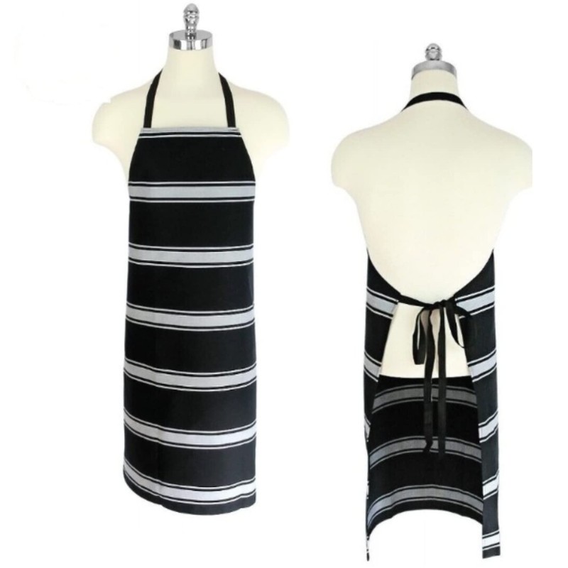 Bib Apron Butcher Stripe Traditional Navy-white Apron Food Unisex poly