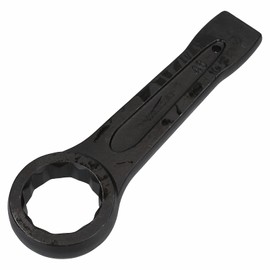 TOP-VIGOR 24 mm Slogging Ring Spanner Striking Straight Handle Box End Wrench Metric Single Ring Flat Spanner Slogging Wrenches for Various Hex Head Bolt