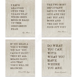 Famous Quotes Wall Art Set-4 (VG) 8 x 10"s Art Wall Prints- Eleanor Roosevelt, Rosa Parks, Mark Twain, Van Gogh-Ready to Frame. Home Décor, Studio & Office Décor. Perfect for Motivation & Inspiration.
