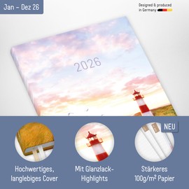 Häfft® Chäff-Timer Classic Calendar 2026 A5 "Lighthouse" Book Calendar, Appointment Calendar, Weekly Planner for 12 Months: Jan 2026 to Dec. 2026 - Sustainable and Climate Friendly