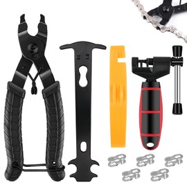 9 Stk Kettennieter Fahrrad Set,Fahrradkette Werkzeug,Kettenschloss Zange,Kettenzange,4 Paar Fahrradketten Nieten,Reifenheber,Kettenlehre,Kettenwerkzeug Fahrrad für 6-12 Fach Fahrradkette Reparatur Set