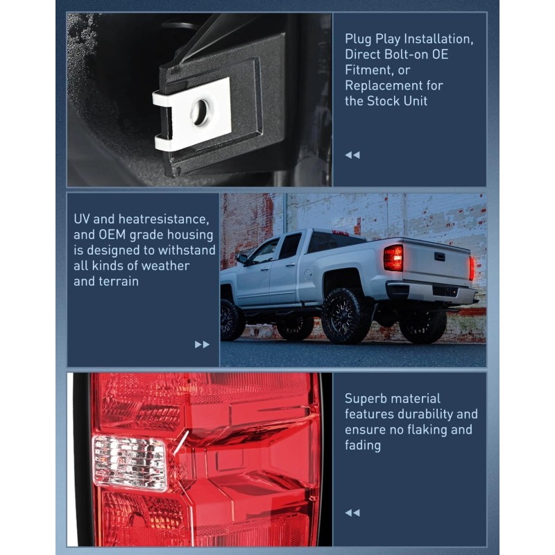 Nilight Taillight Assembly for 2014-2019 Chevy Silverado 1500 2500 HD